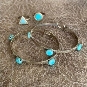 Gold and turquoise ring and bracelet